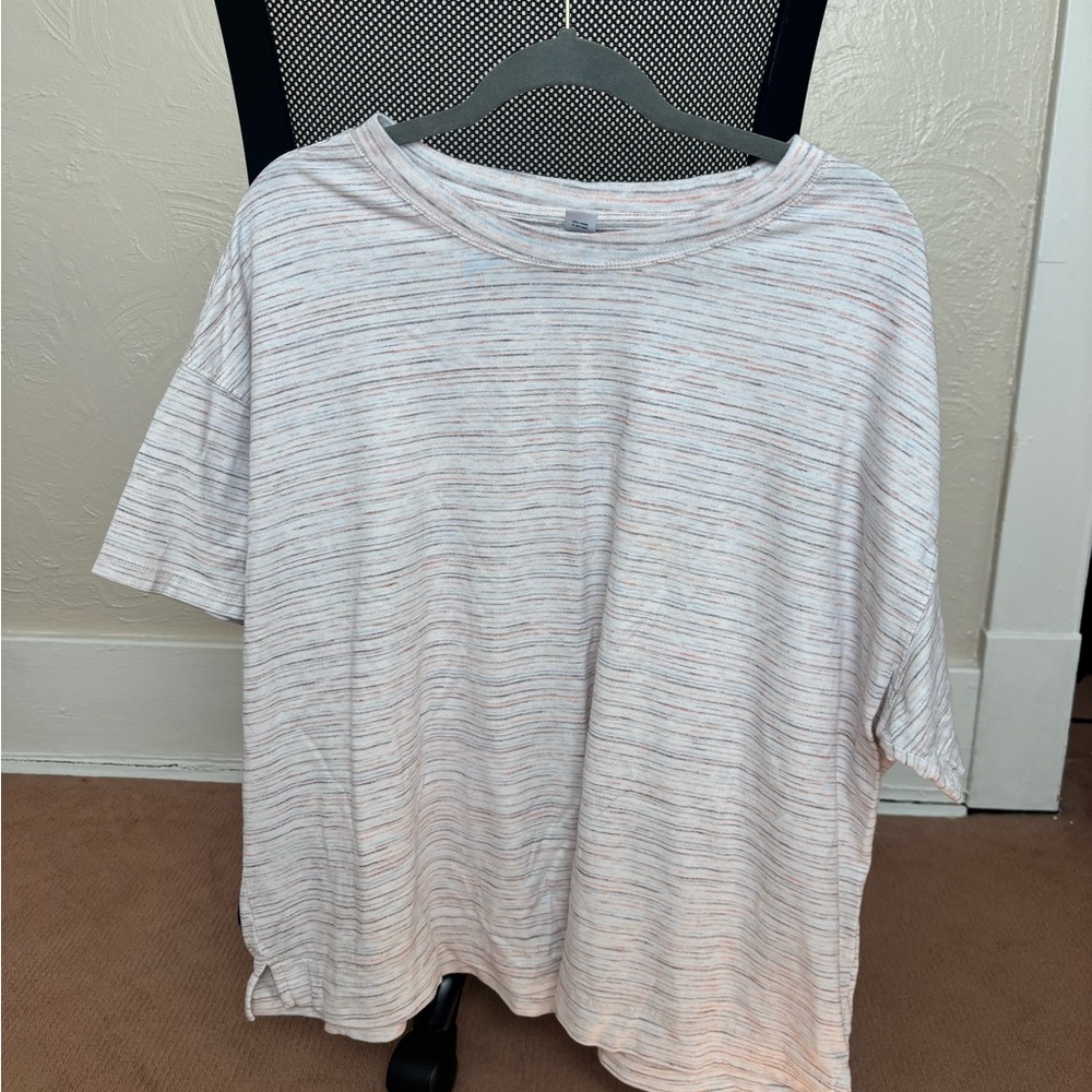 Striped White and Gray Women's Top